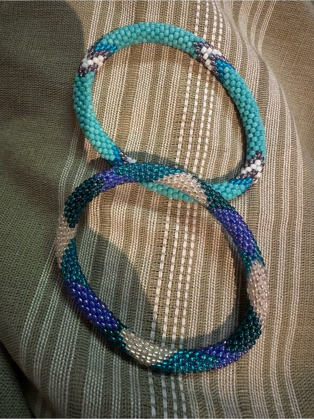Nogu Handmade Teal & Blue glass Bead  Bracelets